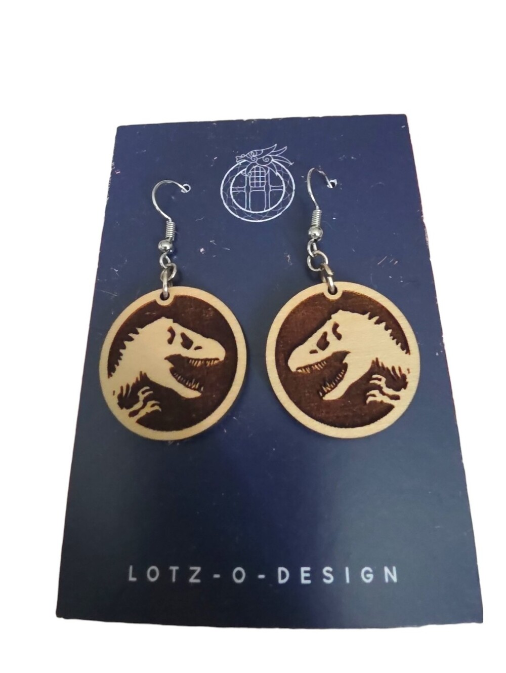 Wooden Laser Cut T-Rex Drop Earrings